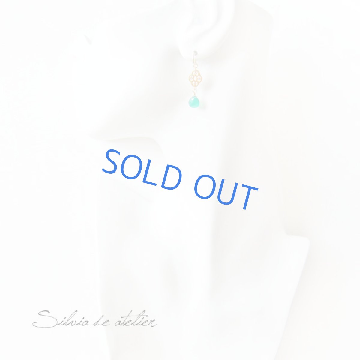 画像4: モロカン風ジルコニア付チャーム グリーンオニキスマロン 14kgfピアス (4)