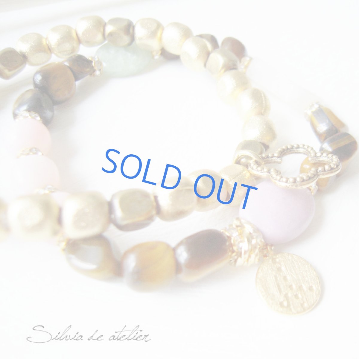 画像2: タイガーアイ＆メタルビーズ　カイヤナイト　フォスフォシデライト　2連ブレスレット (2)