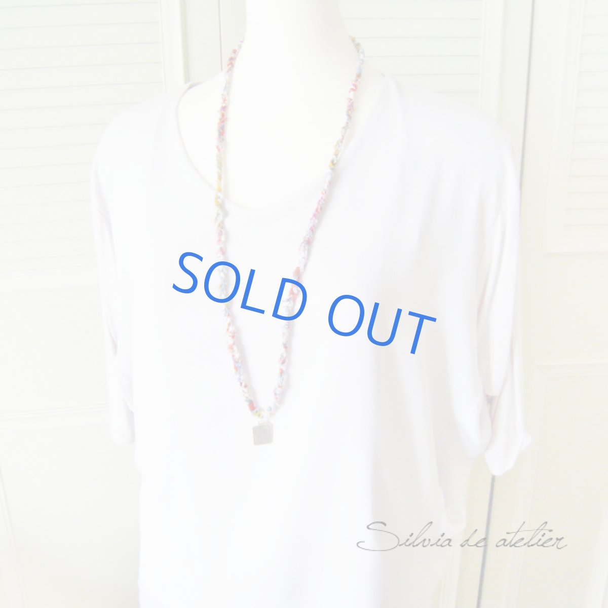 画像4: コットンコード編みこみ　カレンシルバーチャーム（レクタングル） (4)