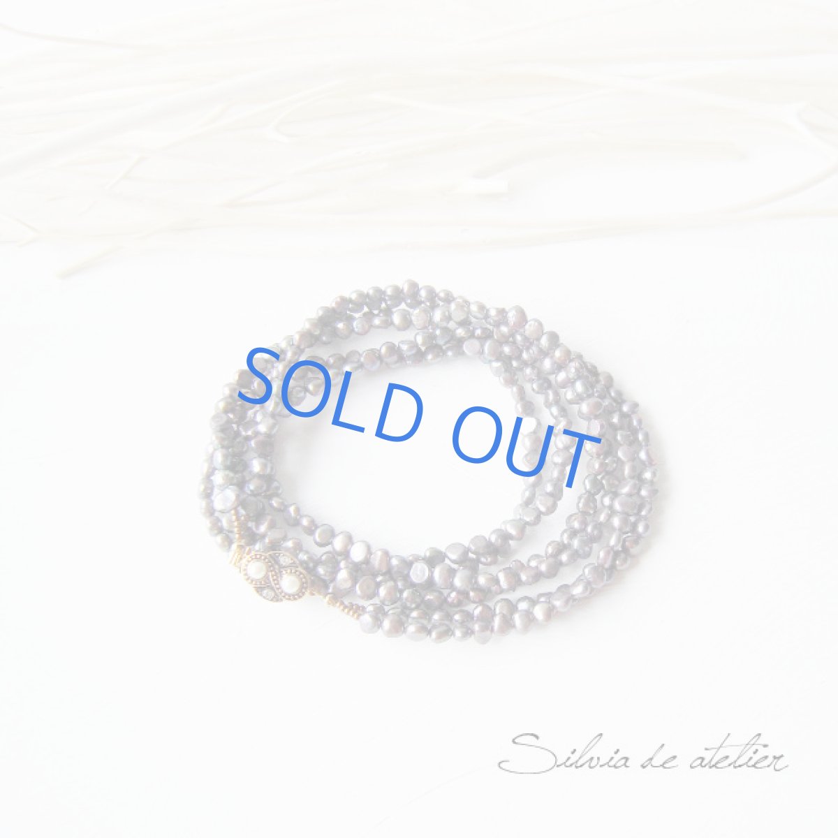 画像3: グレーパープル淡水パール　2連ロングネックレス　スワロフスキー金具 (3)