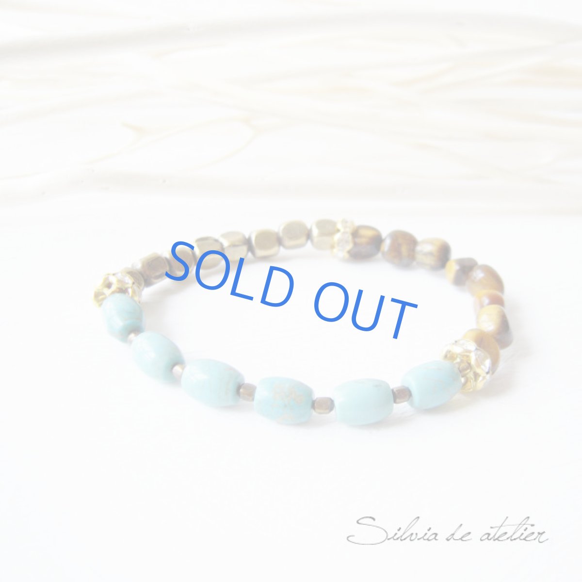 画像2: タイガーアイ＆天然ブルーターコイズ　2連ブレスレット (2)