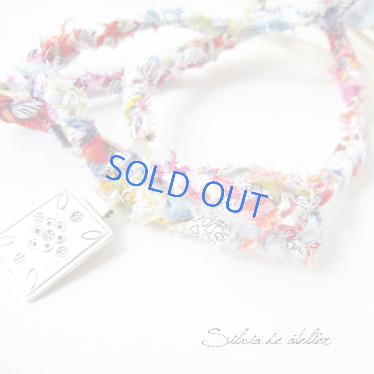 画像3: コットンコード編みこみ　カレンシルバーチャーム（レクタングル） (3)