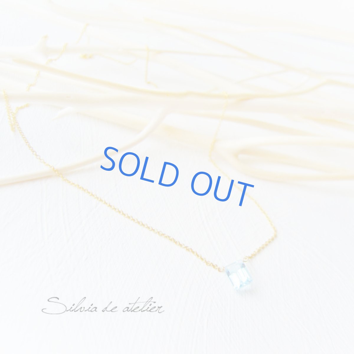 画像2: ブルートパーズスクエアジェムカット 一粒 14kgfネックレス (2)