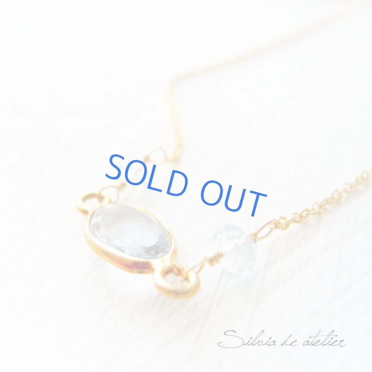 画像2: ブルートパーズフレーム アクアマリン 14kgfネックレス (2)