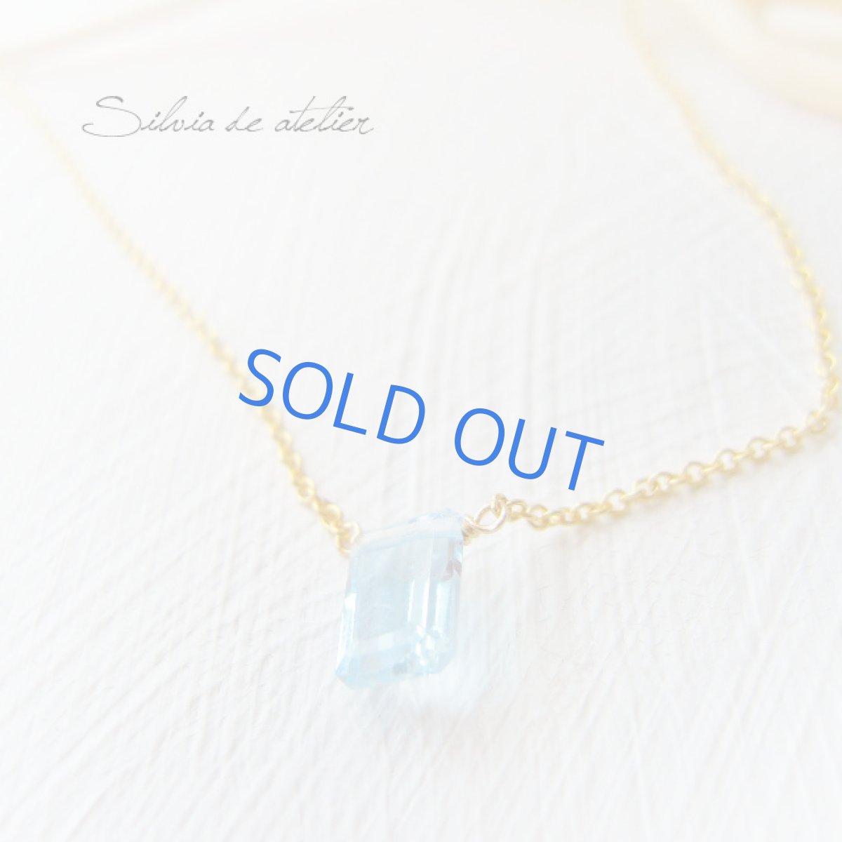 画像3: ブルートパーズスクエアジェムカット 一粒 14kgfネックレス (3)