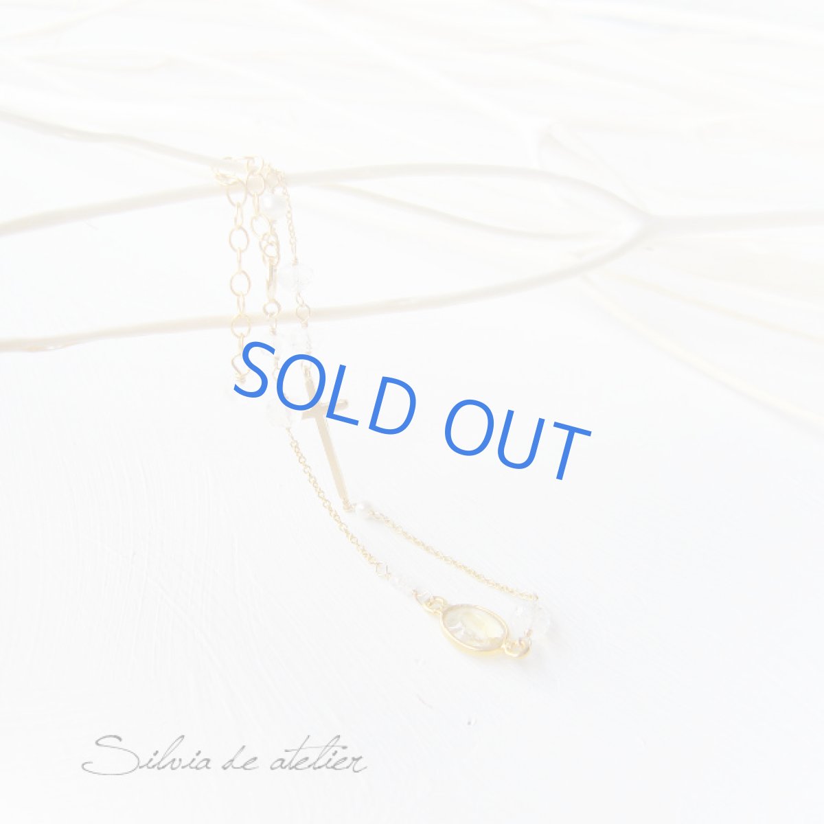 画像2: 真鍮クロス　シトリン　ヌード系カラー　14kgfブレスレット・アンクレット (2)