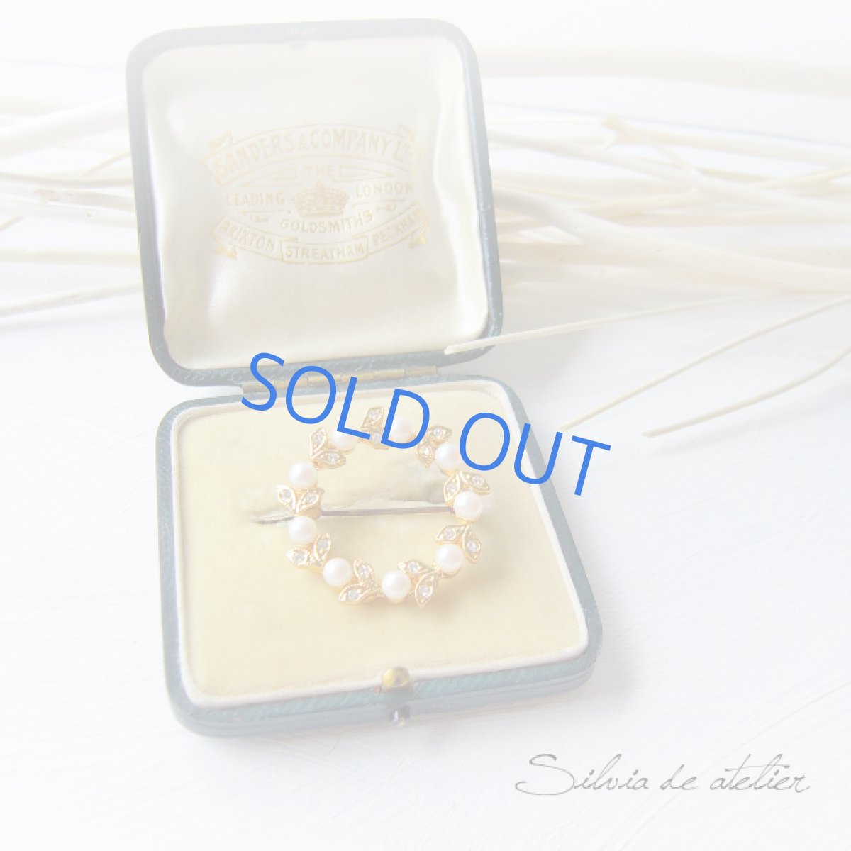 画像3: Vintage　ゴールドリース型パール　ブローチ (3)