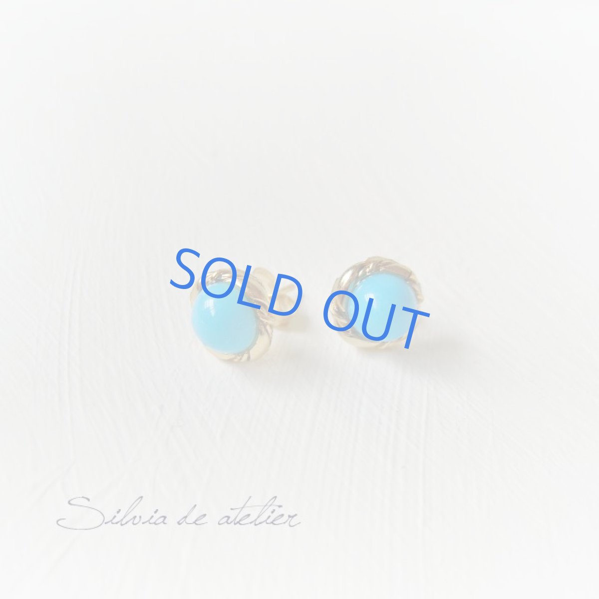 画像3: アリゾナ産　スリーピングビューティーターコイズ　プチカボション　14ｋｇｆスタッドピアス (3)