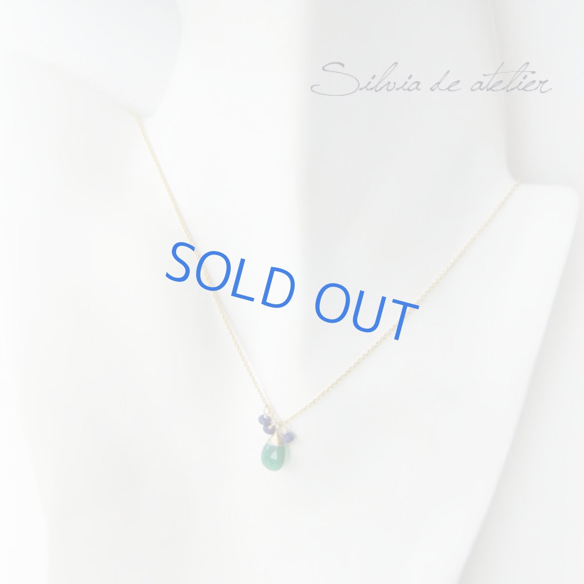 画像3: グリーンオニキスペアシェイプ　ラピスラズリフリンジ　14ｋｇｆネックレス　 (3)