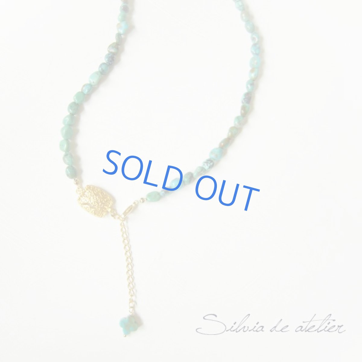 画像2: ３WAY　天然グリーンターコイズ　フラワーモチーフ　ゴールドネックレス (2)