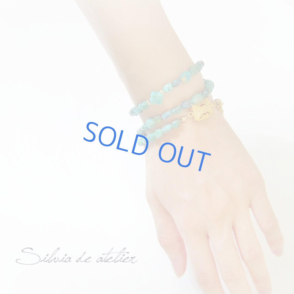 画像4: ３WAY　天然グリーンターコイズ　フラワーモチーフ　ゴールドネックレス (4)