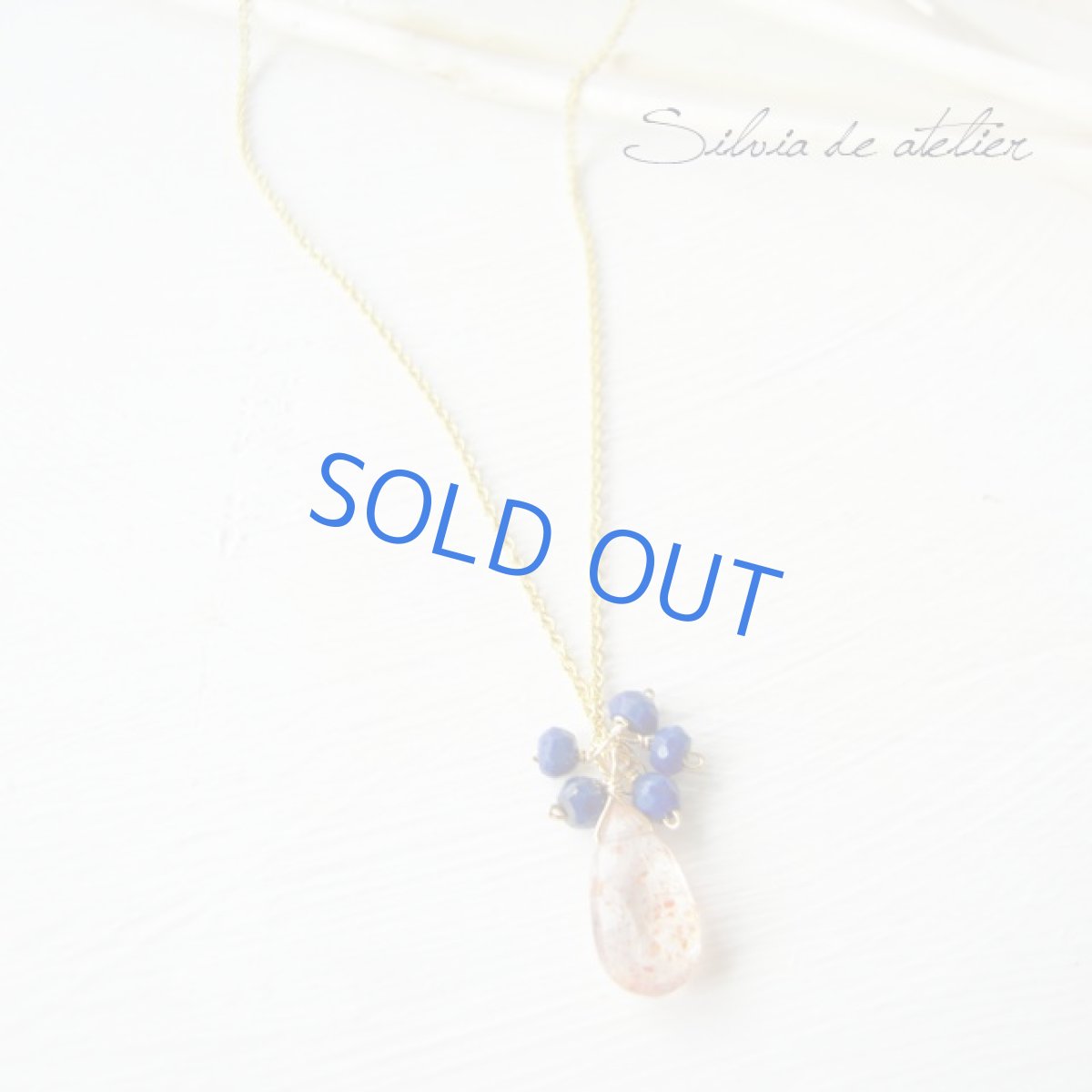 画像2: サンストーンペアシェイプ　ラピスラズリ　14ｋｇｆネックレス　 (2)