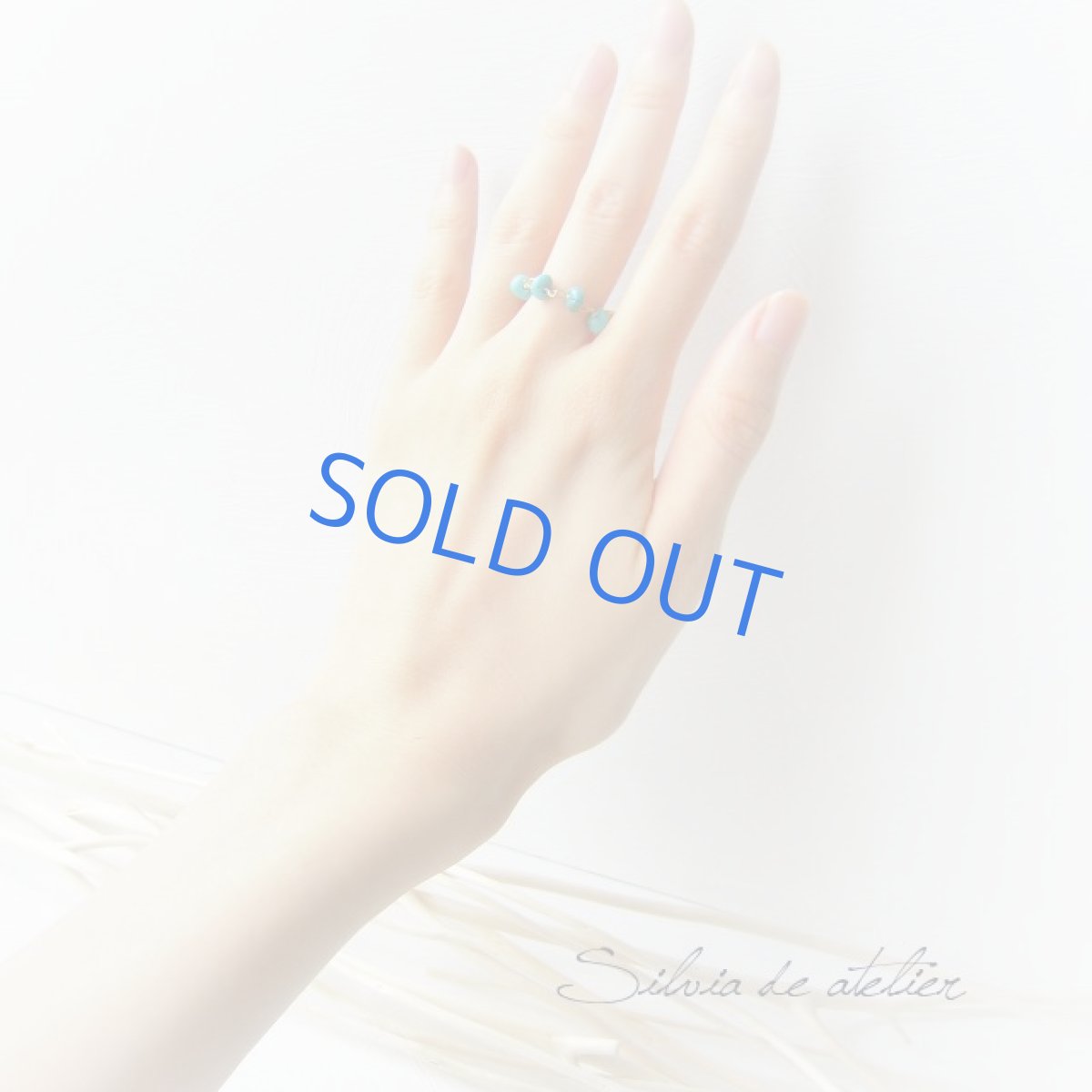 画像4: 残り1点 天然ターコイズ　マットゴールド　リング　約13号 (4)