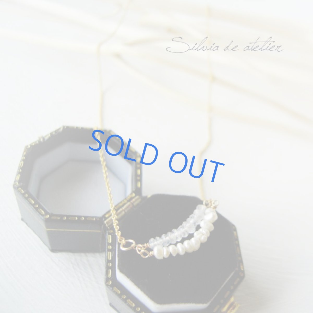 画像2: ロイヤルムーンストーン＆ケシパール　ダブルライン　14ｋｇｆネックレス　 (2)