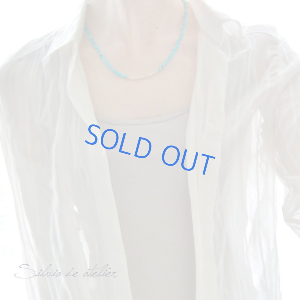 画像4: カレンシルバーフロント　天然ブルーターコイズ　ショートネックレス (4)