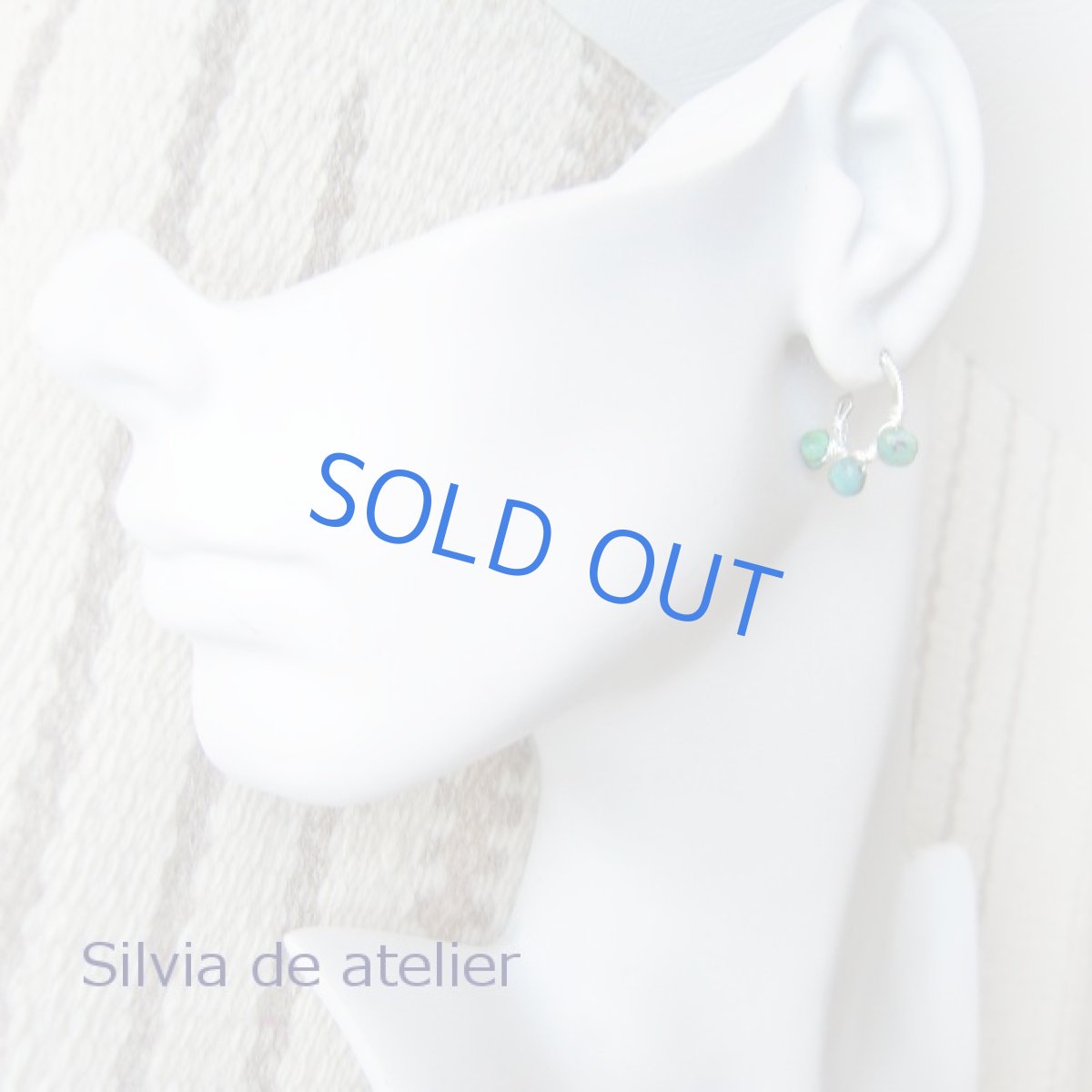 画像3: 天然グリーンターコイズタンブル　シルバーカラー　チタンポストピアス (3)