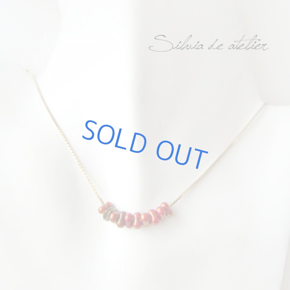 画像4: ブラウンレッドチェコガラスライン　ストリングスvintageチェーンショートネックレス (4)