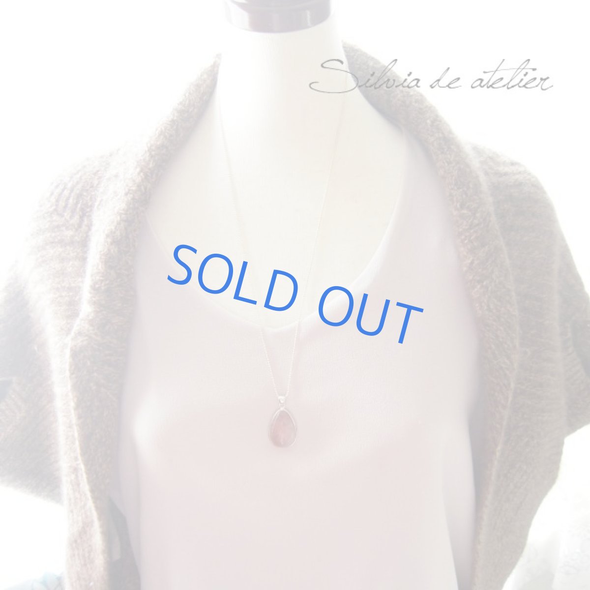 画像5: ピンクルチル　レピドクロサイト（ストロベリークォーツ）　大粒カボション　シルバーネックレス (5)