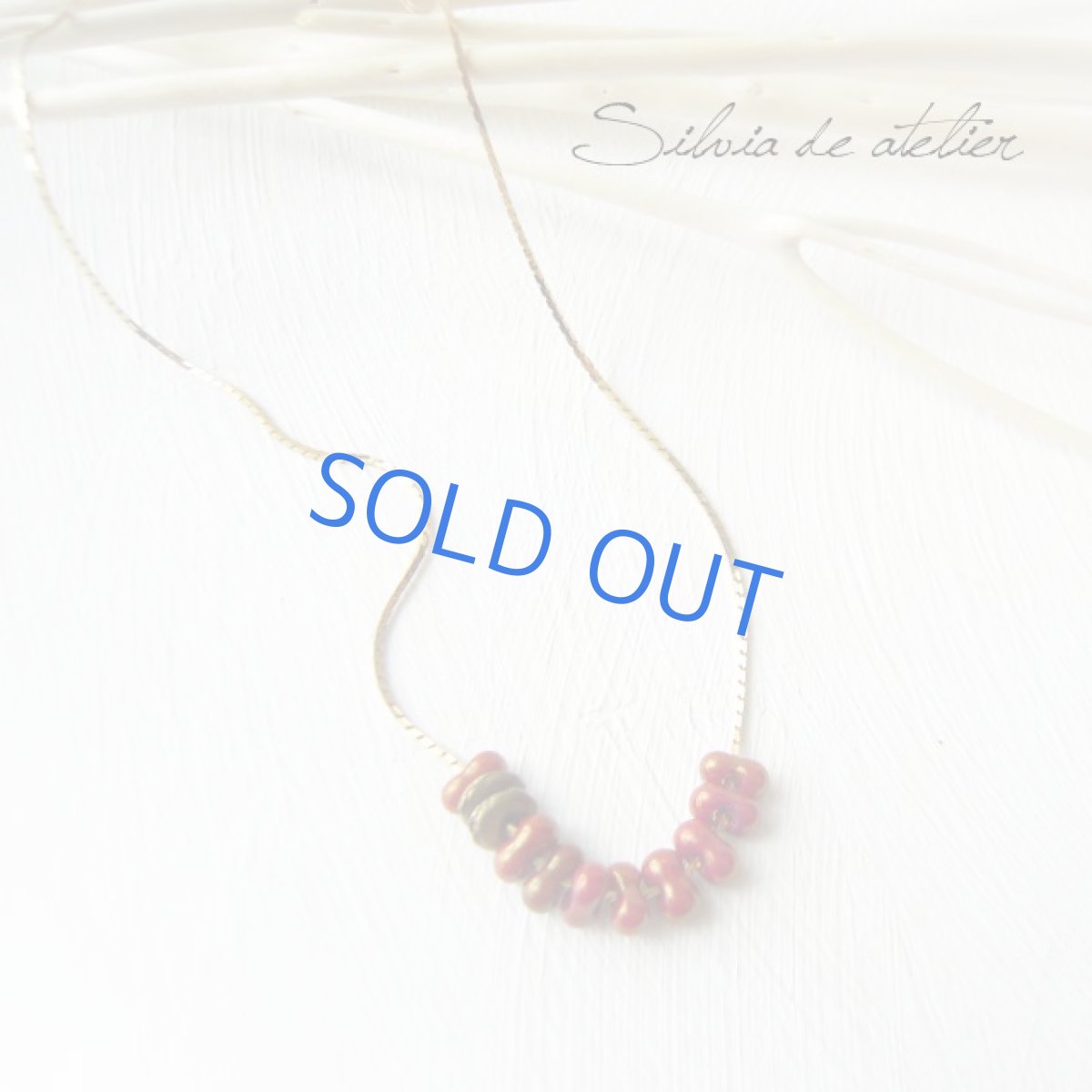 画像2: ブラウンレッドチェコガラスライン　ストリングスvintageチェーンショートネックレス (2)