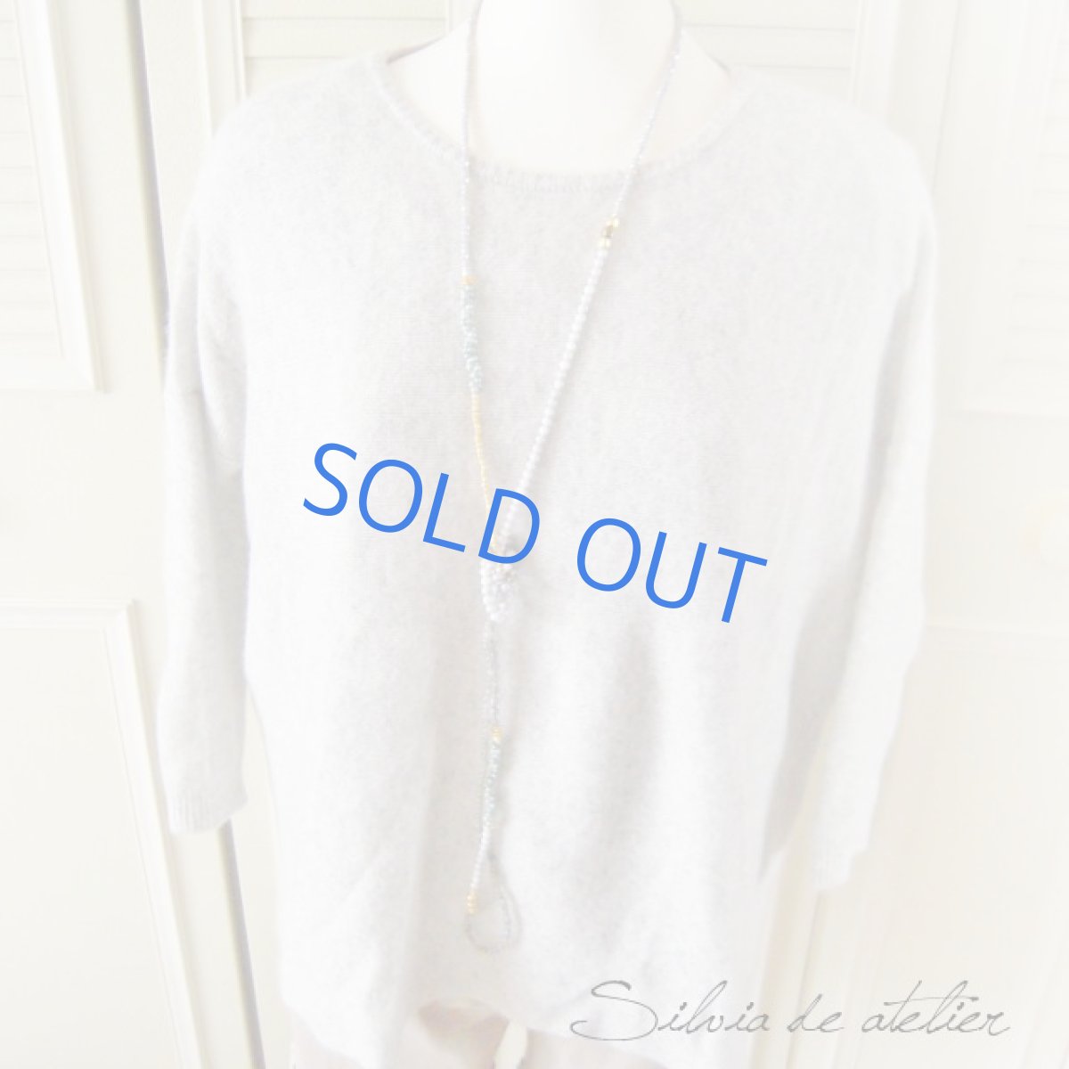 画像5: グレーチェコガラス＆ラブラドライト&ミントチェコ　マットゴールド　スーパーロングネックレス (5)