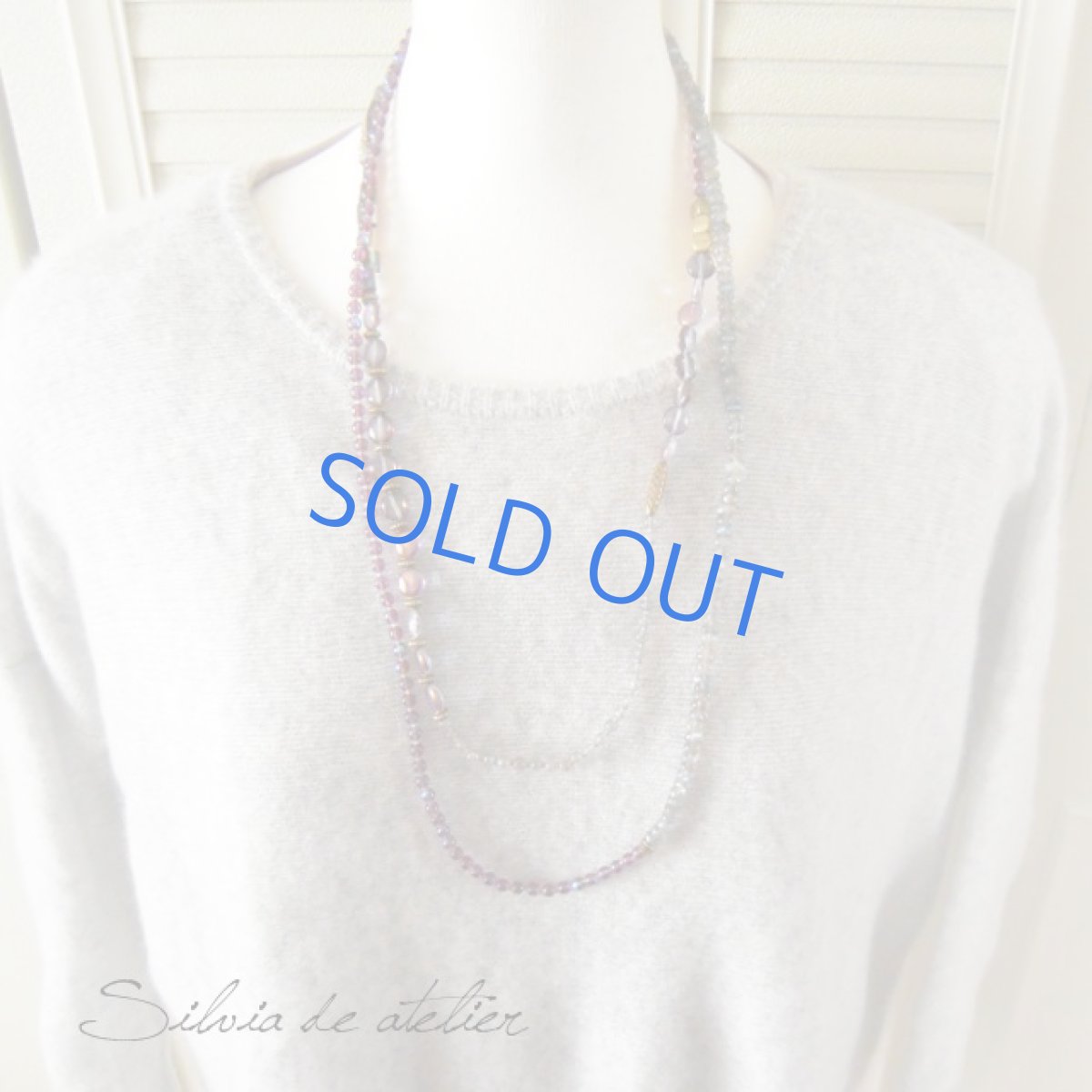 画像4: パープルチェコパール＆アバロンシェル＆ラブラドライト　スーパーロングネックレス (4)