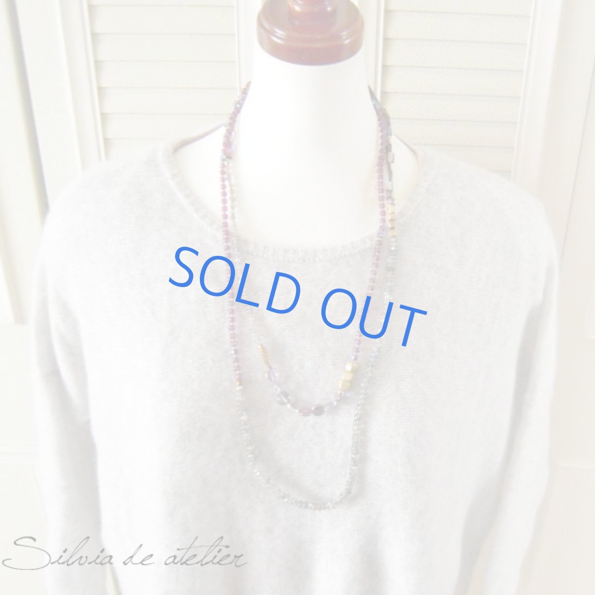 画像3: パープルチェコパール＆アバロンシェル＆ラブラドライト　スーパーロングネックレス (3)