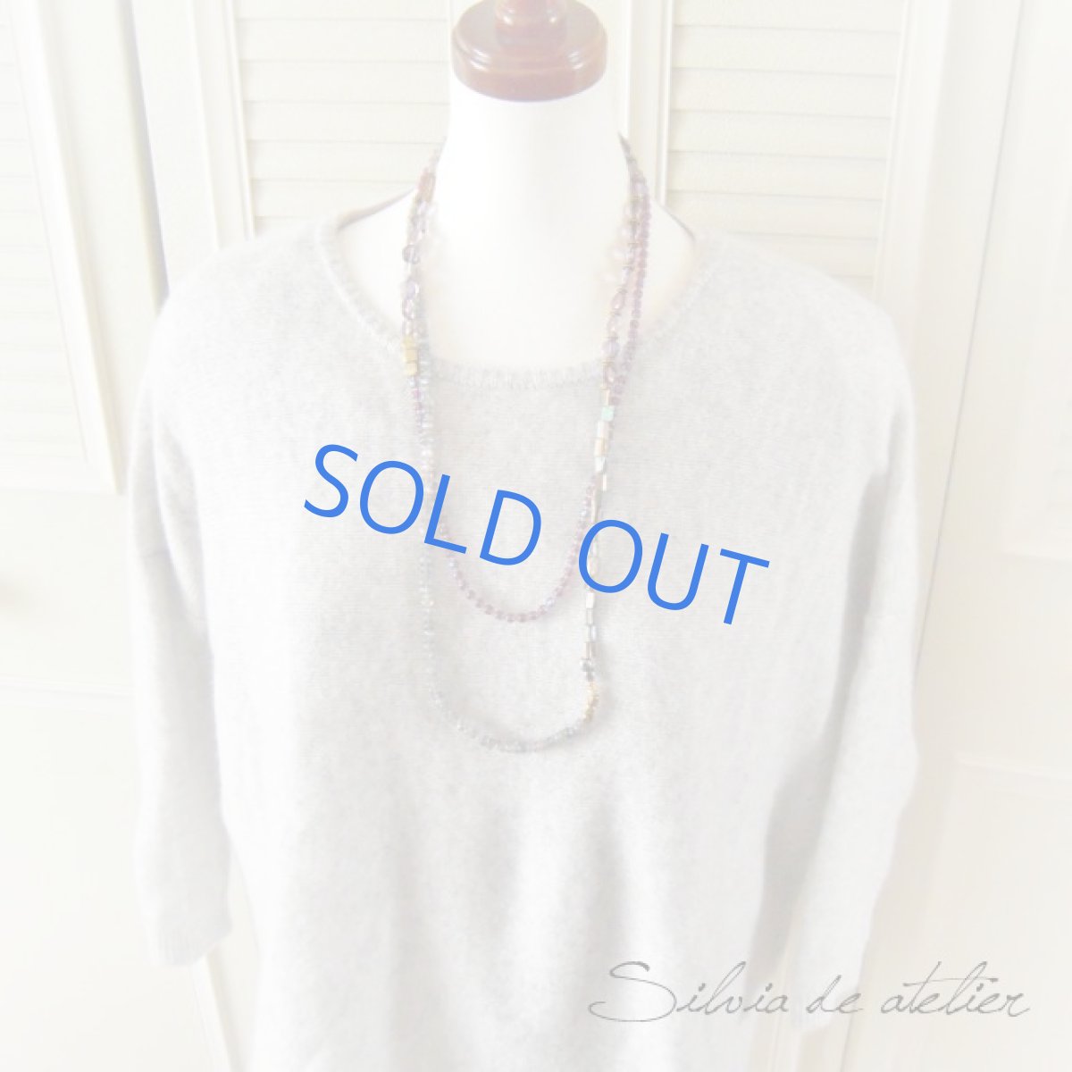 画像2: パープルチェコパール＆アバロンシェル＆ラブラドライト　スーパーロングネックレス (2)