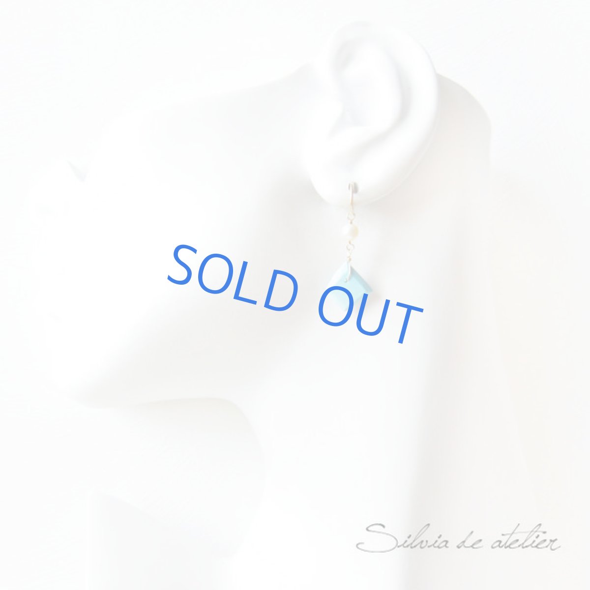 画像3: スリーピングビューティーターコイズスライス＆淡水パール　14kgfフックピアス (3)