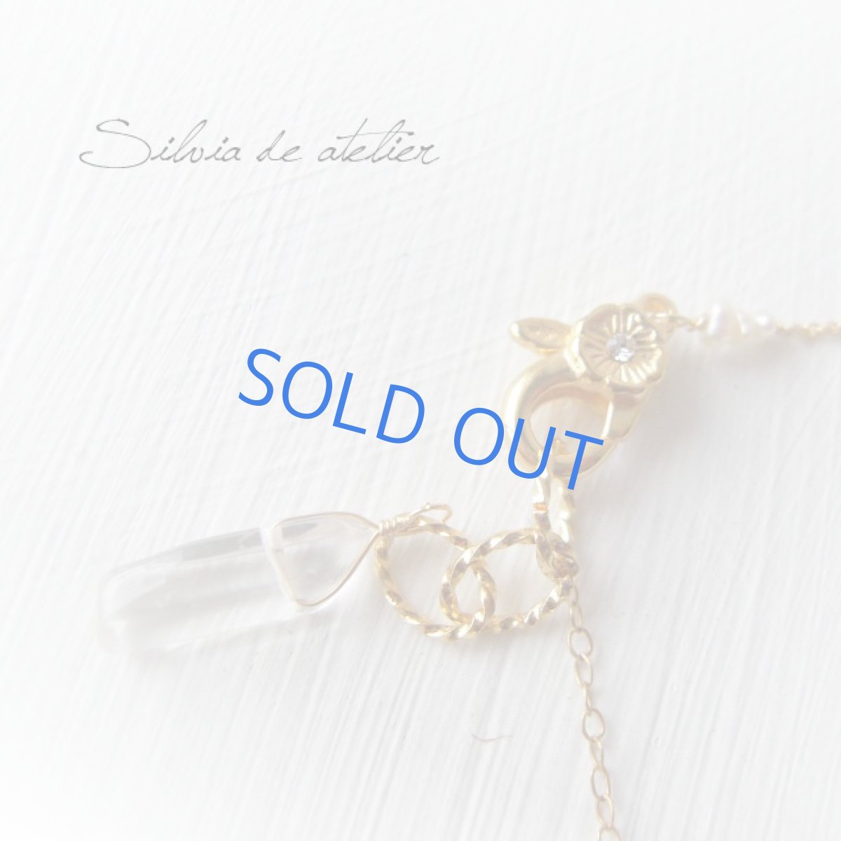 画像2: コットンパール丸珠＆真鍮クロス　14kgfチェーンブレスレット (2)