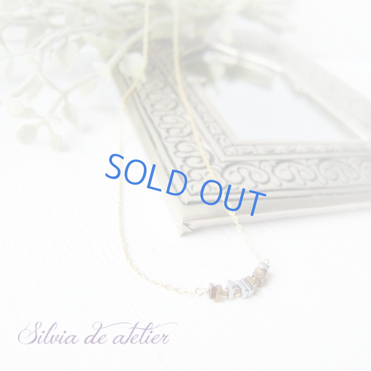 画像2: ＜mix＞へマタイト　スライスカット　ライン　14ｋｇｆゴールドネックレス (2)