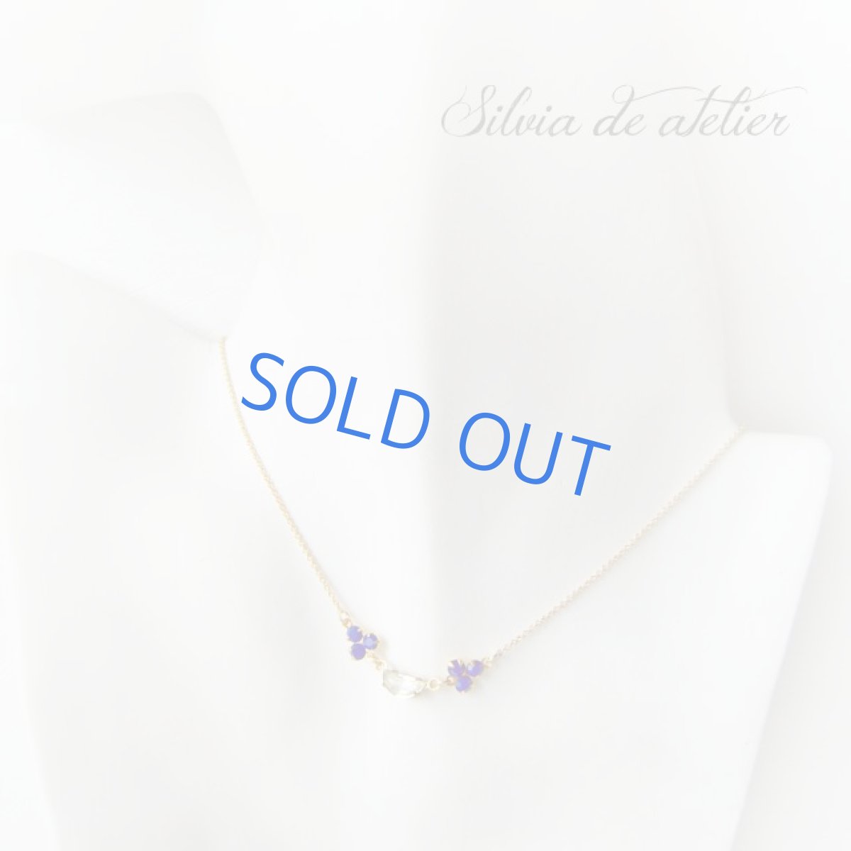 画像5: デッドストック　三日月グラスストーン　ネイビーブルースワロフスキー　14kgfネックレス (5)