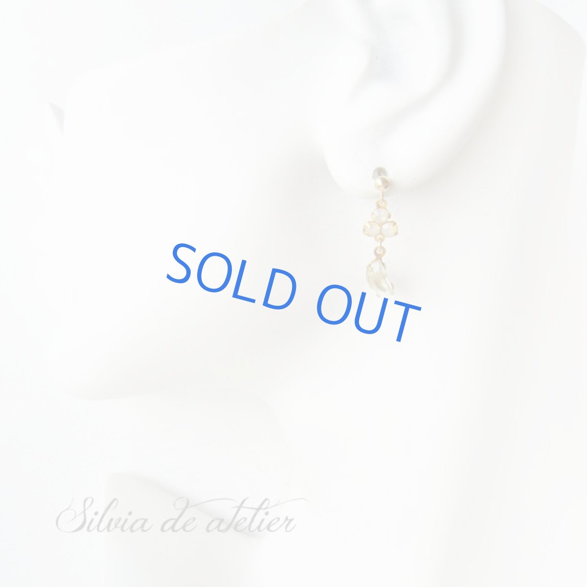 画像4: デッドストック　三日月グラス　オパールスワロフスキー　14kgfピアス (4)