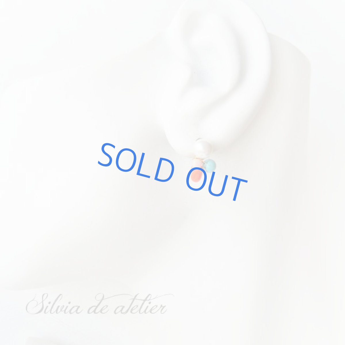 画像3: 〜プチピアス〜ターコイズ＆天然コーラル　プラスチックパール＆淡水パール　樹脂ポスト　ピアス (3)