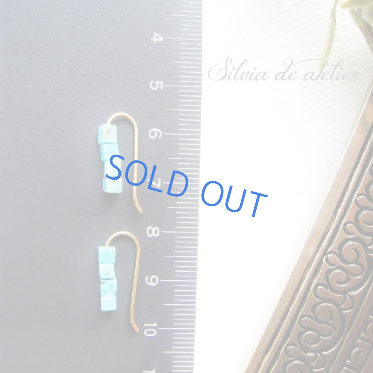 画像2: ２ＷＡＹ　天然ブルーターコイズ　キューブ　14kgフック　イヤークリップピアス (2)