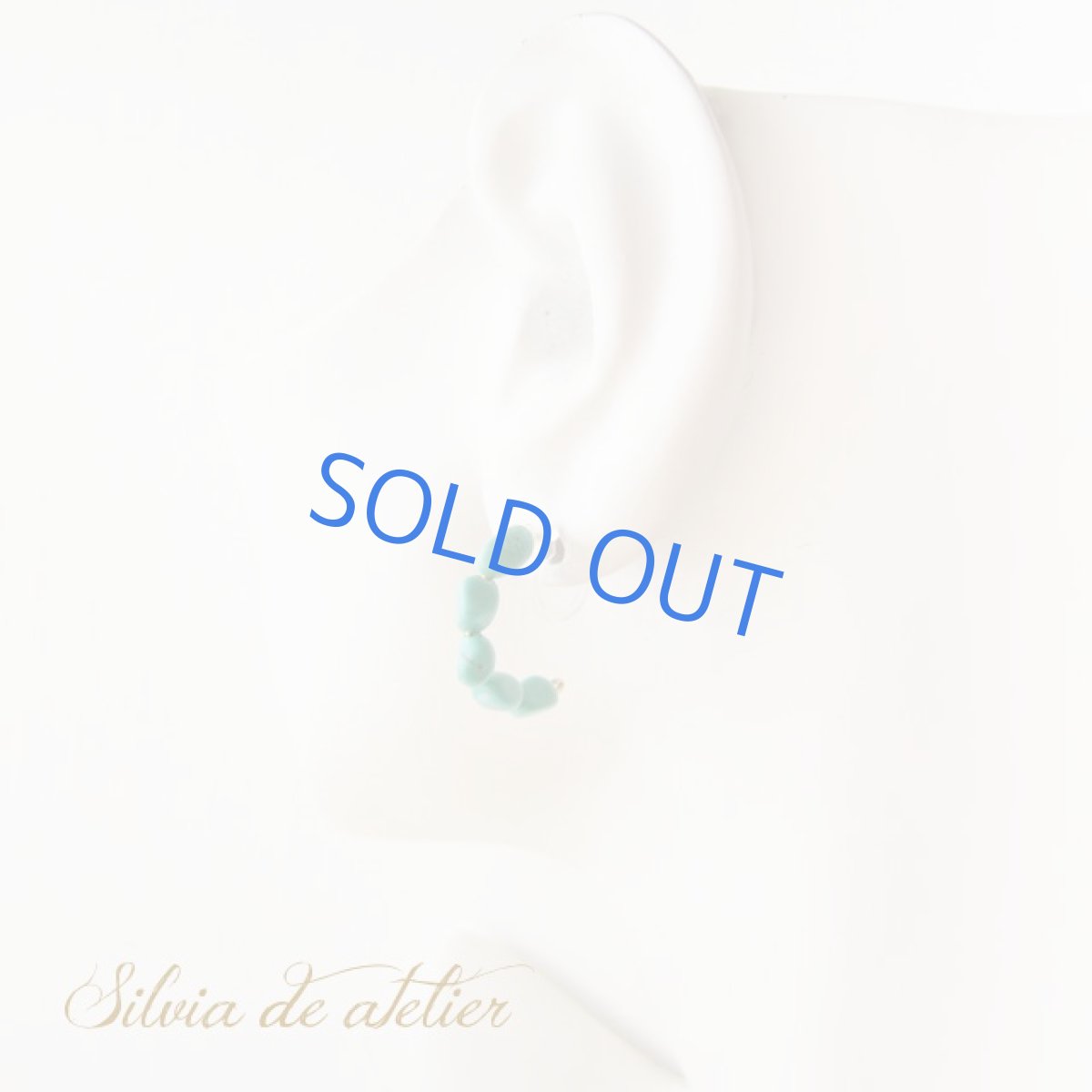 画像3: フープ風ターコイズタンブル　樹脂製ひ型イヤークリップ (3)