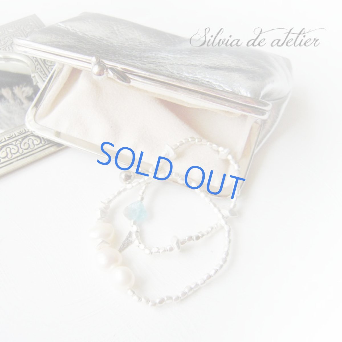 画像3: 淡水パールバロック＆アパタイト　ラフタンブル　マットシルバービーズ　2連ブレスレット (3)