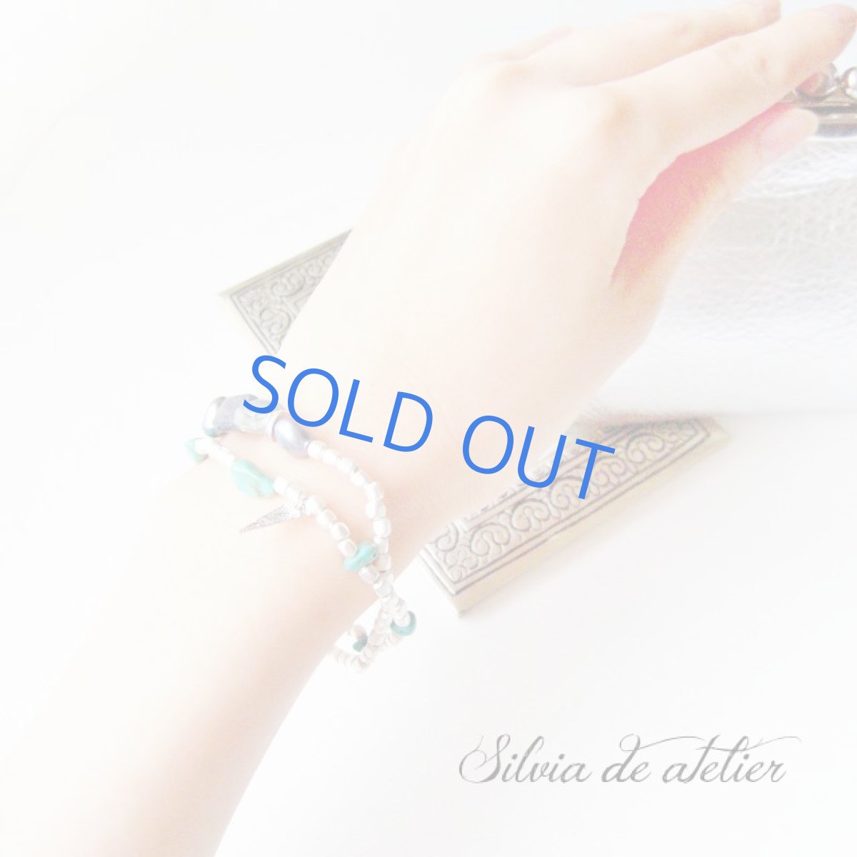 画像3: ターコイズ＆カイヤナイト　マットシルバービーズ　2連ブレスレット (3)