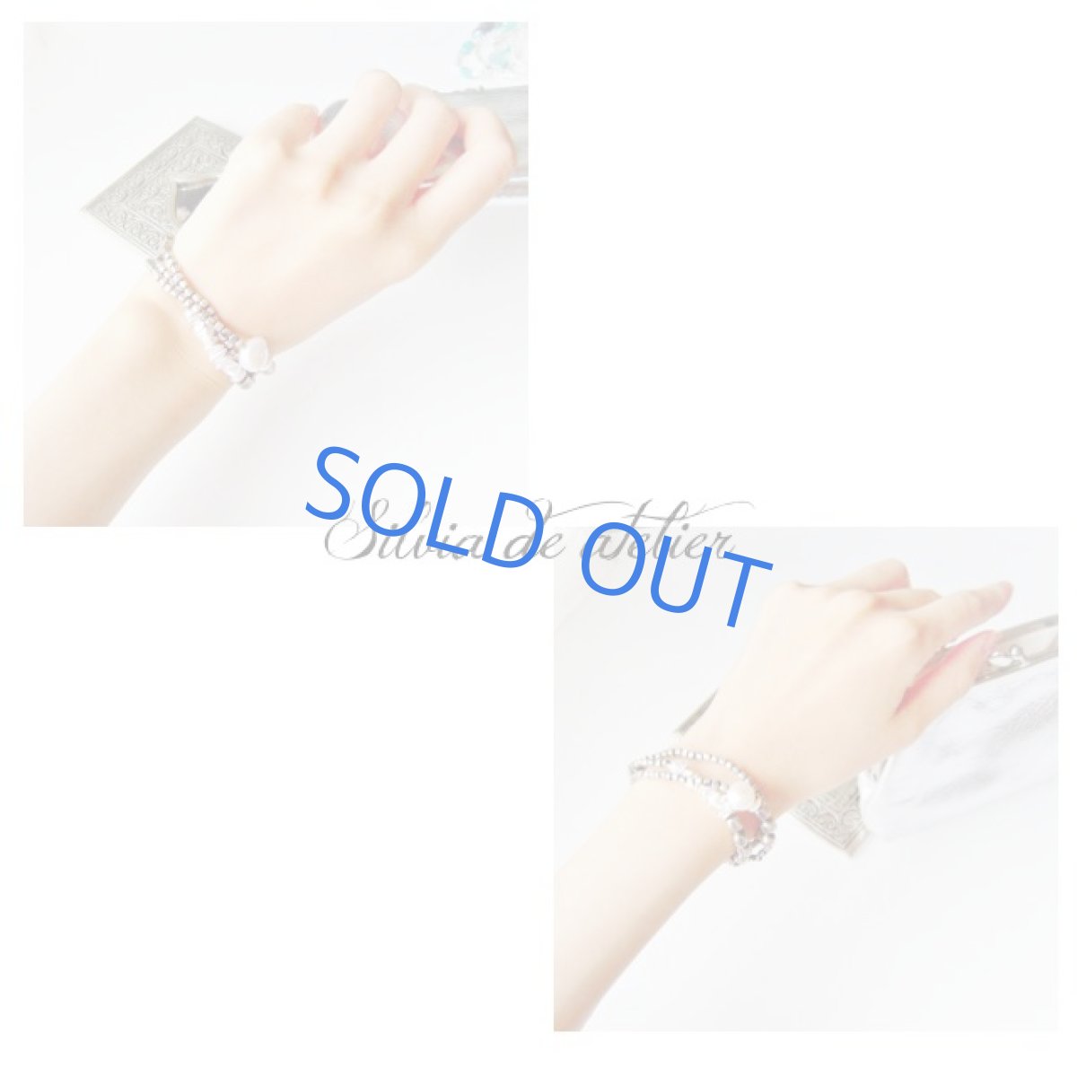 画像4: 淡水パール　ヘマタイトクロス　アンティークシルバービーズ　3連ブレスレット (4)