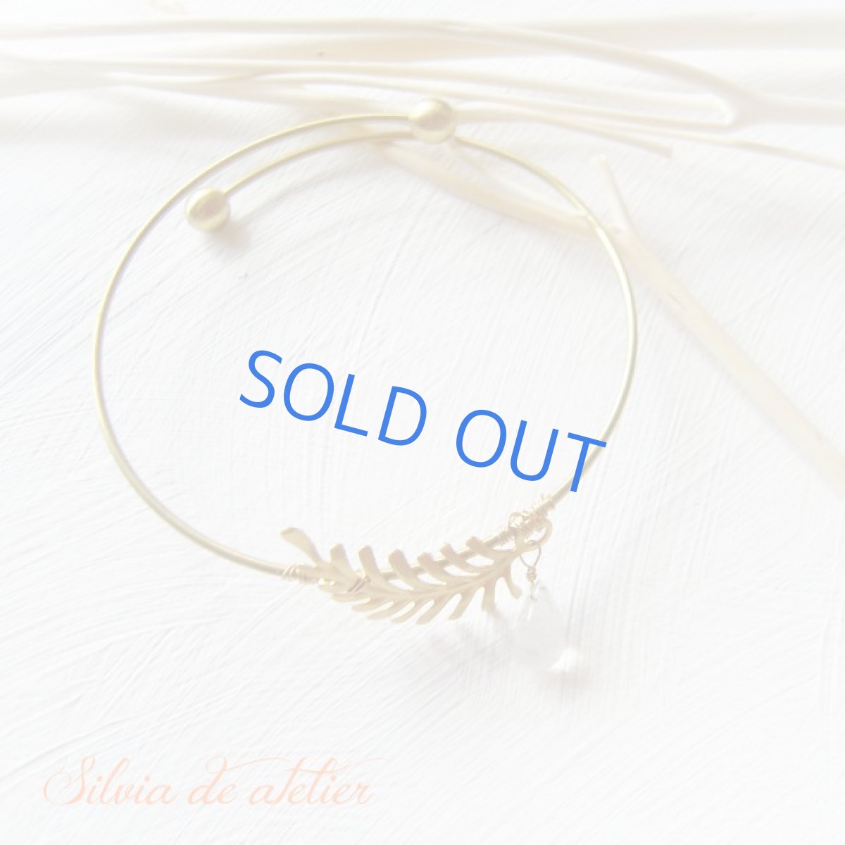 画像2: ロイヤルムーンストーン　リーフパーツ　vintage真鍮製バングル (2)