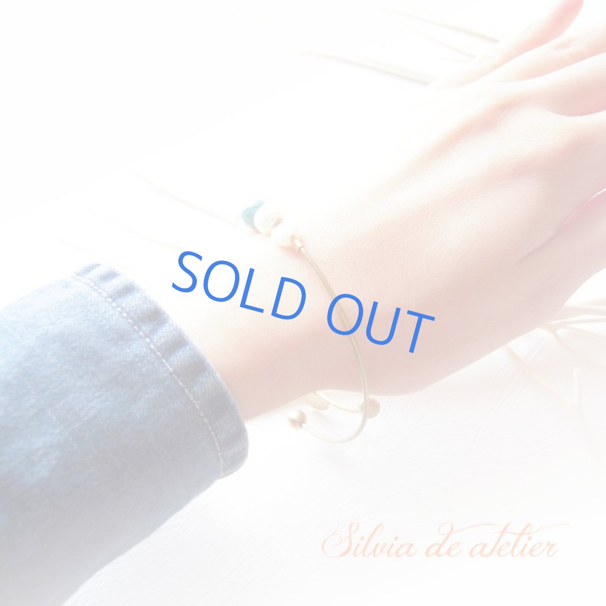 画像4: 天然ターコイズ＆淡水パール　vintage真鍮製バングル (4)