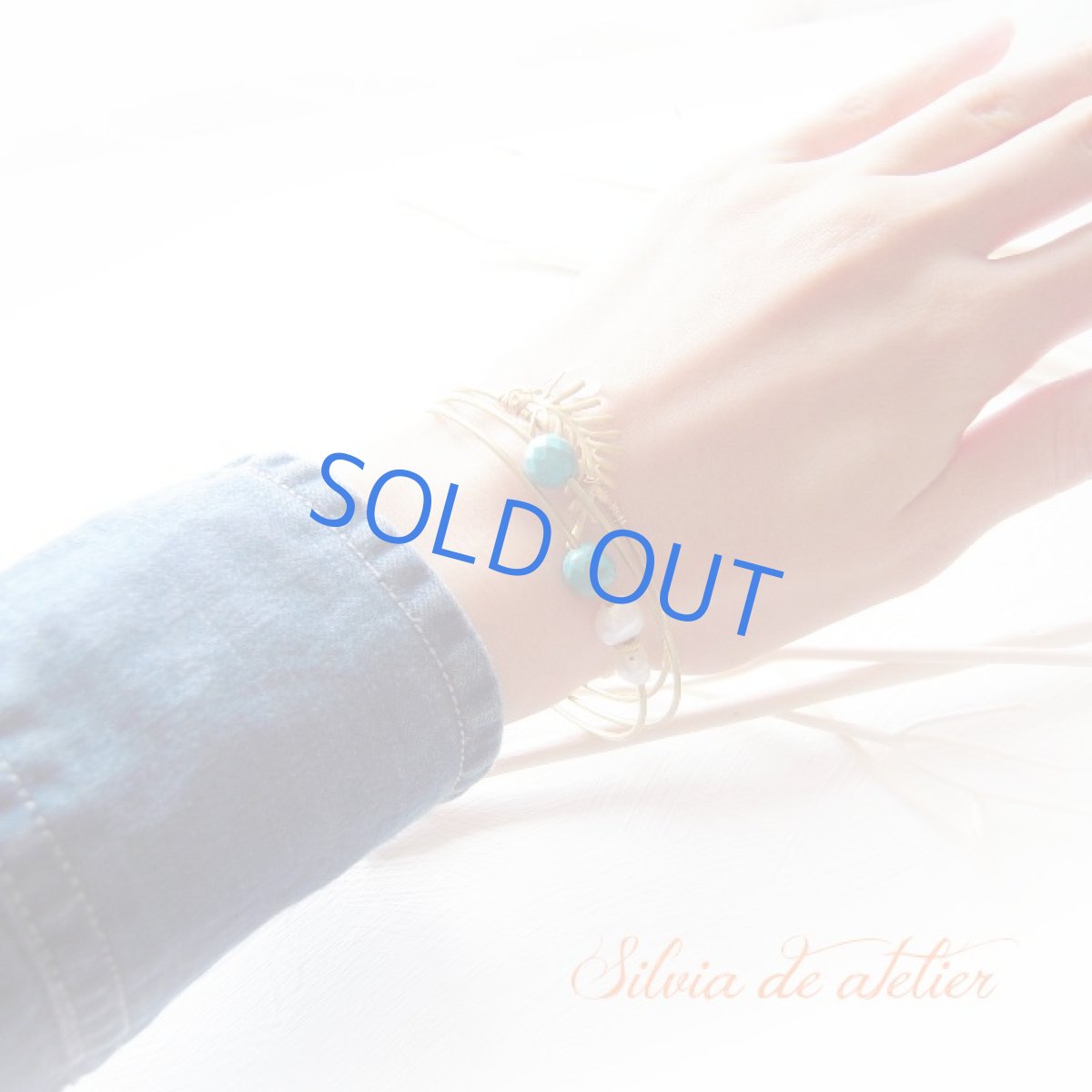 画像5: 天然ターコイズ＆淡水パール　vintage真鍮製バングル (5)