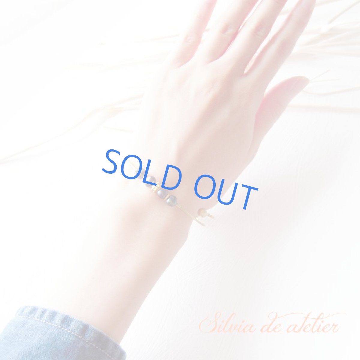 画像2: KM様お取り置き　ネイビーパープル　淡水パール　vintage真鍮製バングル (2)