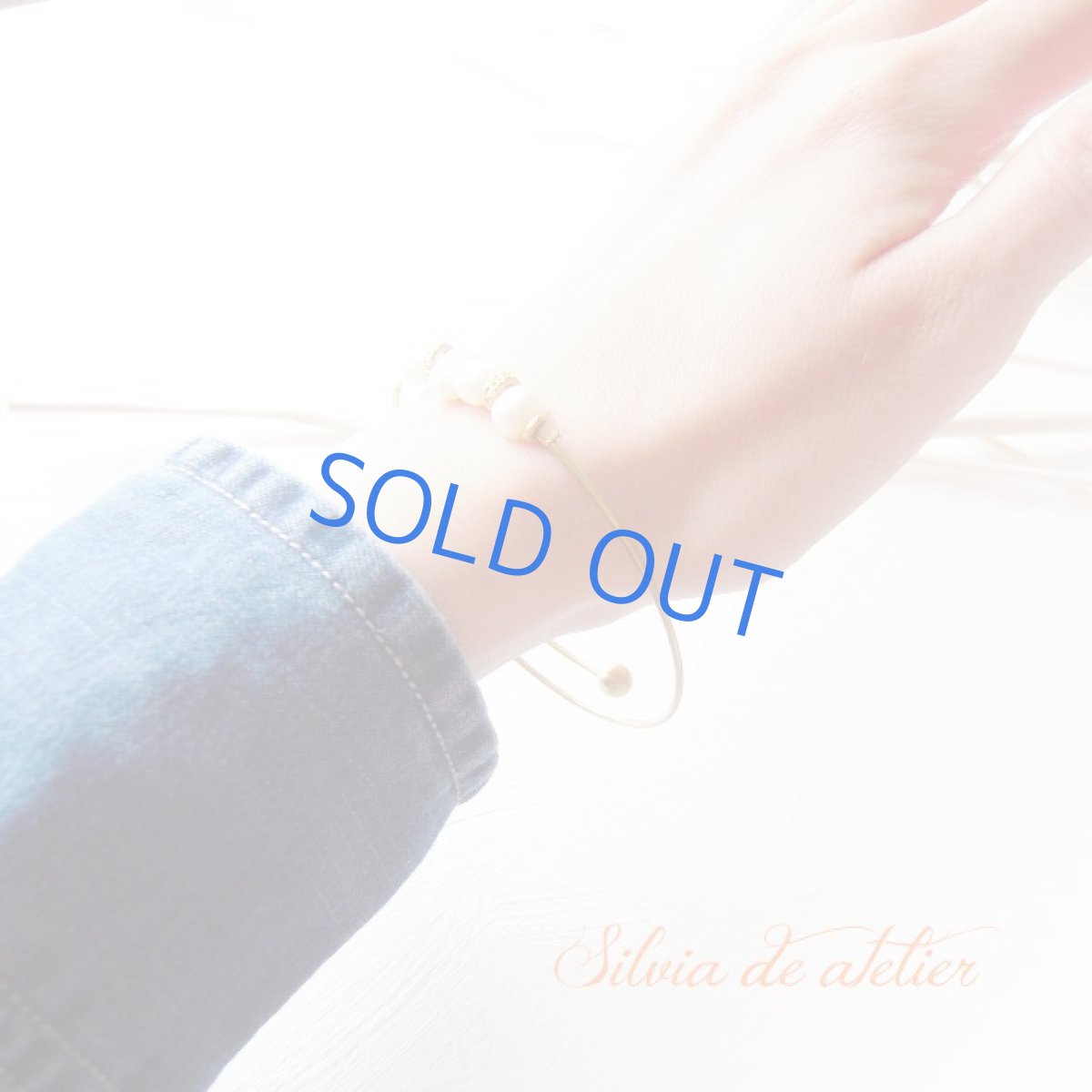 画像3: ホワイト　淡水パール　vintage真鍮製バングル (3)