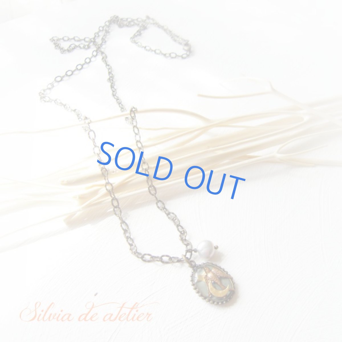 画像2: 【Storyシリーズ】よだかの星　樹脂カボション　アンティークゴールドチェーン　ロングネックレス＜A＞ (2)