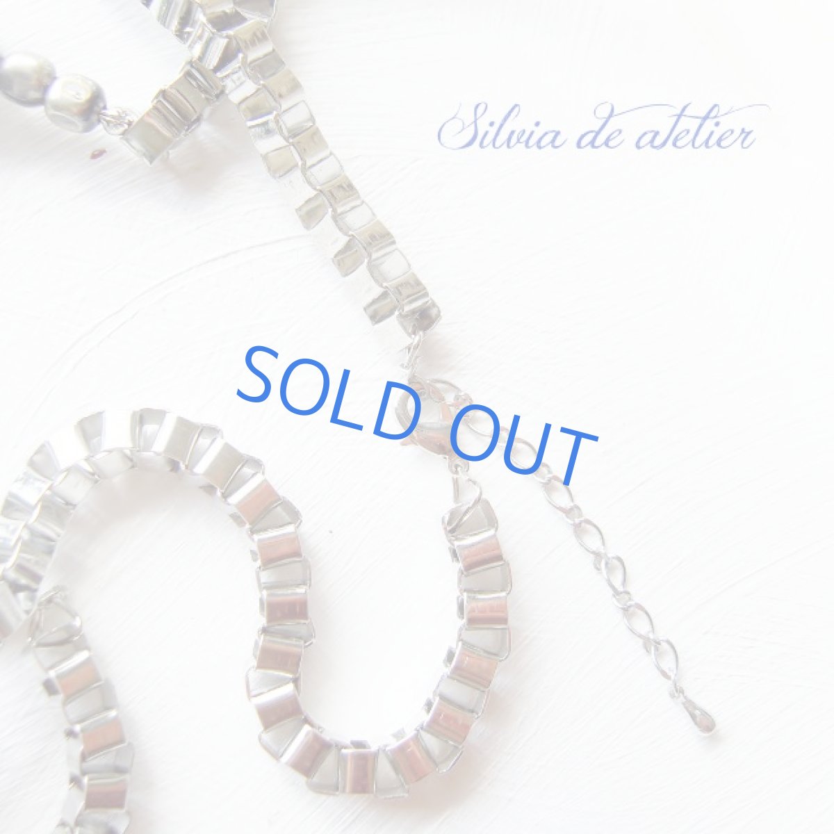 画像2: クリソコラタンブル　シルバーBIGボックスチェーン　ショートネックレス (2)