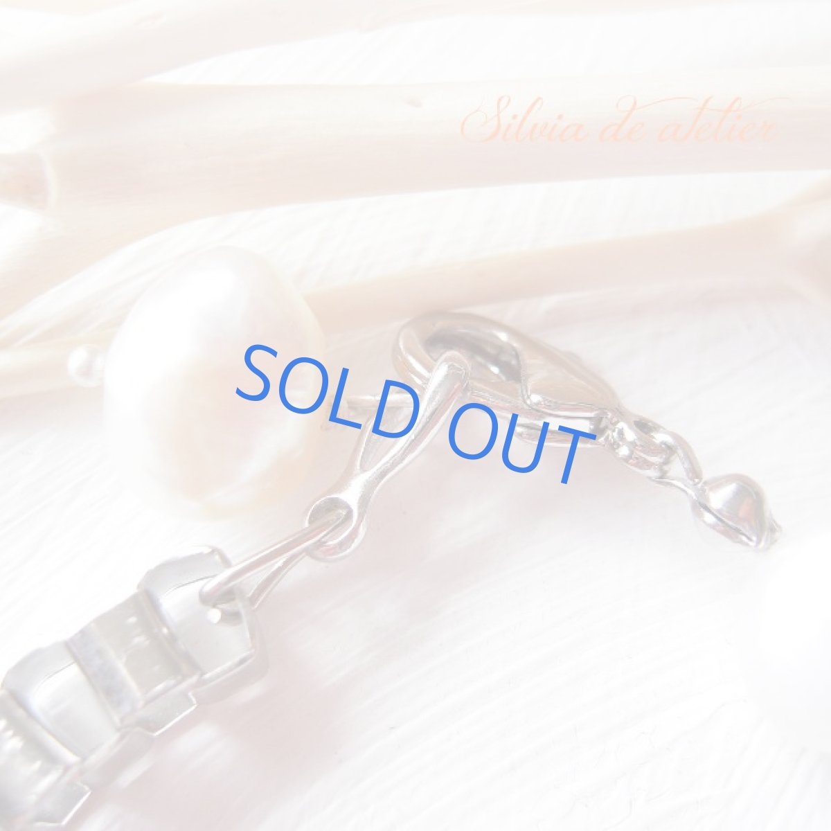 画像2: クリソコラ　タンブル＆淡水パール　バロック　シルバーBIGボックスチェーン　ブレスレット (2)