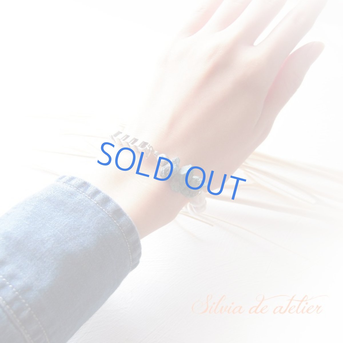 画像3: クリソコラ　タンブル＆淡水パール　バロック　シルバーBIGボックスチェーン　ブレスレット (3)