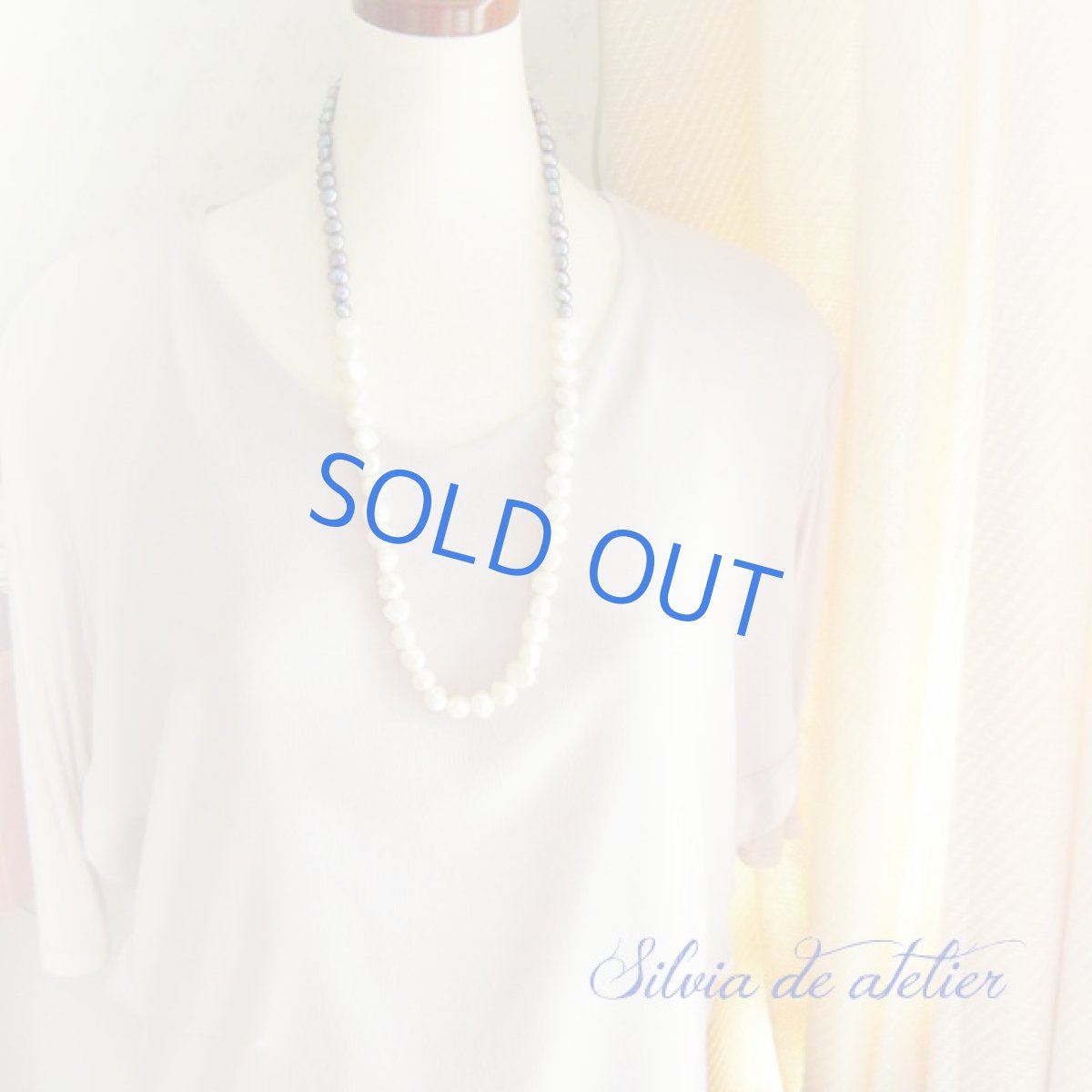 画像3: パープルグレー淡水パール＆ホワイト淡水パールバロック　バイカラー　ロングネックレス (3)