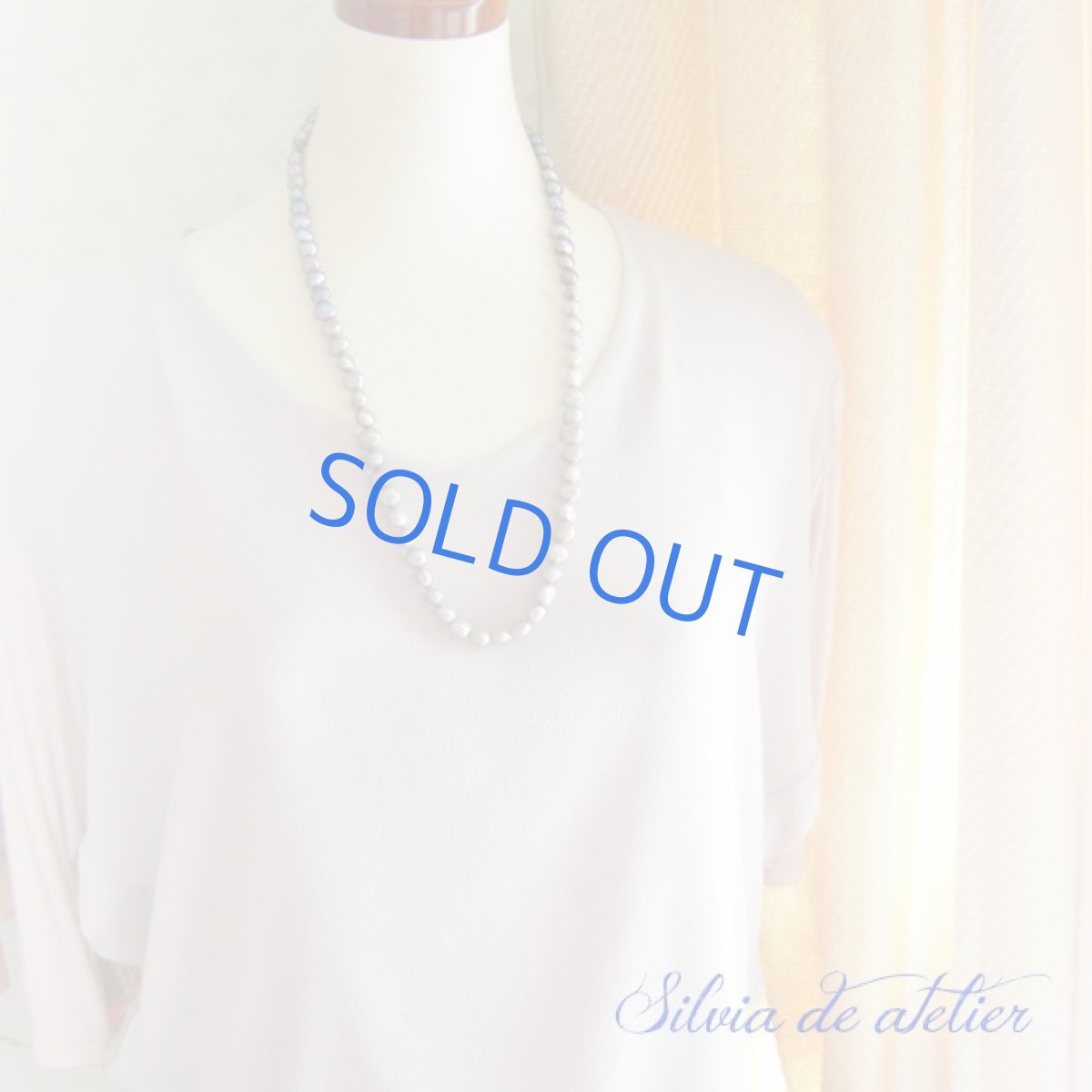 画像4: パープルグレー淡水パール＆シルバーグレー淡水パールバロック　バイカラー　ロングネックレス (4)