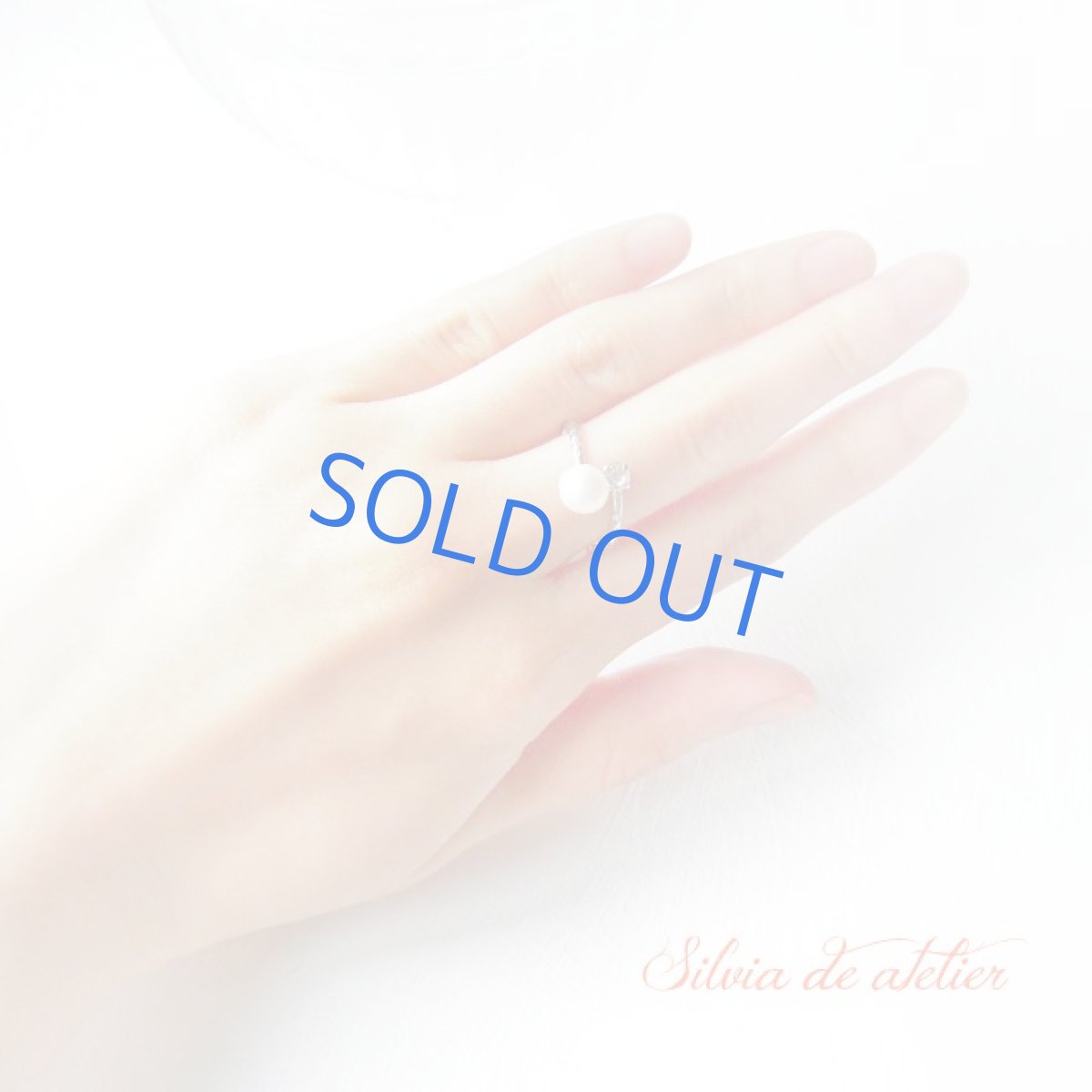 画像5: グラスストーン＆淡水パール　ロジウムメッキ　リング　フリーサイズ（11号） (5)